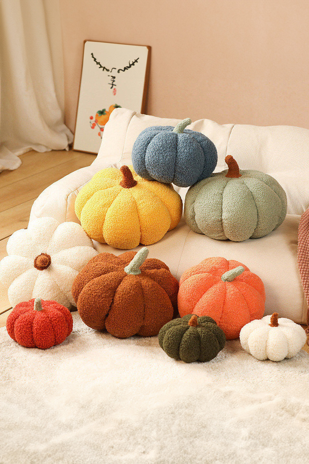 Grapefruit Orange Pumpkin Shape Plush Cushion