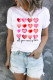 White Heart Printed Crew Neck Graphic Tee for Women