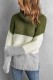 Color Block Knitted Pullover Cowl Neck Sweater for Women