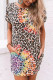 Cheetah Print Casual Rolled Up Sleeve Short T Shirt Dress