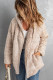 Brown Open Front Long Sleeve Casual Hooded Sherpa Coat