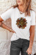 White Sunflower Print T Shirt Womens Short Sleeve Graphic Tee