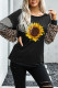 Black Cheetah Print and Striped Sunflower Long Sleeve Graphic Tee