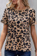 Khaki Cheetah Print Short Sleeve Crew Neck T Shirt for Women