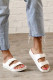 White Casual Solid Color Pu Leather Sandals