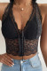 Black Lace Scallop Trim Cropped Backless Corset Top