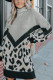 Cheetah Casual Turtleneck Chevron Leopard Knit Sweater Dress