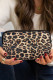 Leopard Zipper Brown Casual Make Up Hand Bag