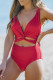 Red Sexy Twisted Ruched Hollow Out One Piece Swimsuit