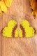 Yellow Baseball Element Heart Shaped Drop Earrings