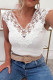 White Crochet Lace V Neck Sleeveless Summer Top