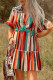 Mini vestit d'estiu occidental amb ratlles multicolors de lleopard