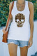 White Casual Leopard Skeleton Print Graphic Tank Top