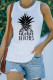 White Casual Pineapple Fruit and Letter Graphic Tank Top