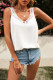 White Lace Trim Sleeveless Polyester Scoop Neck Tank Top
