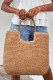 Bossa bossa teixida de palla portàtil i informal de color beix