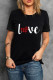 Samarreta gràfica negra de màniga curta amb estampat d'amor per a dona