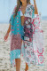 Multicolor Bohemian Floral Print Beach Kimono Cover Up