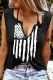 Black American Flag Graphic Sleeveless V Neck T Shirt