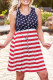 Blue and Red Casual Plus Size American Flag Print Summer Dress