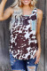Cow Print and Aztec Trim Tank Top with Front Pocket