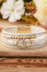 White Casual Bead Rhinestone Ring Layered Braided Bracelet