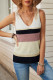 Khaki Casual Color Block Knitted Sweater Vest Tank Top