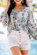 Brown Casual Floral Print Puff Sleeve Loose Blouse