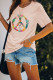 Peace Logo Colorblock Print Casual Pink Graphic Tee