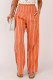 Orange Casual Striped Shirred High Waisted Pants