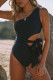 Black Sexy Cut Out Asymmetrical One Piece Swimsuit