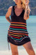 Black Knitted Colorblock Side Drawstring Beach Cover Up