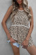 Cheetah Print Sleeveless Lace Crochet Trim Babydoll Tank Top for Women