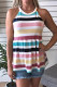 Multicolor Striped Ruffle Hem Color Block Casual Camisole for Women