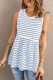 Light Blue Casual Lace Contrast Striped Babydoll Tank Top
