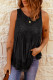 Black Casual Contrast Lace Crochet Button Back Sleeveless Shirt for Women