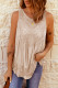 Apricot Casual Contrast Lace Crochet Button Back Sleeveless Shirt for Women