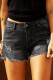 Black Distressed Ripped Denim Shorts With Pockets