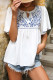 White Casual Tie Front Floral Print Summer Top for Women