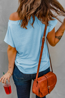 Chest Pocket Cap Sleeve Casual T Shirt for Women