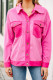 Jaqueta de camises de patchwork de butxaca casual colorblock rosa
