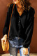 Frill Button Front Casual Black Crinkled Blouse Top for Women