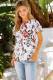 Floral Print Buttons Tiered Ruffled Sleeve White Boho Blouse for Women