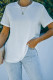 White Crewneck Rolled Up Short Sleeve Plain T-Shirt for Women