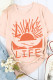 LAKE LIFE Print Casual Short Sleeve Pink Graphic Tee
