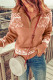 Geometric Knit Quarter Zip Casual Pink Sweater for Women