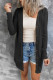 Button Front Open Front Casual Black Cardigan for Women