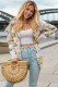Yellow Geometric Print Casual Open Front Knitted Cardigan
