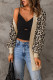 Cheetah Casual Open Front Knit Cardigan For Women