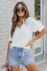 White Split Frill Neck Tie Front Casual Puff Sleeve Blouse